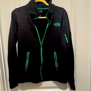 North face women’s zip up jacket size M green and grey in color